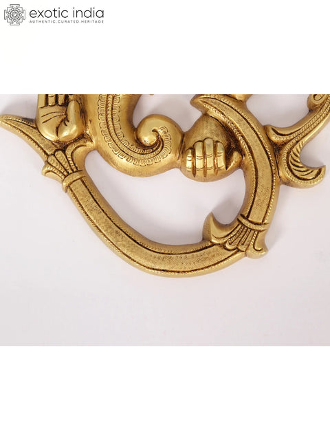 8" Om Shape Modern Ganesha Wall Hanging Brass Statue