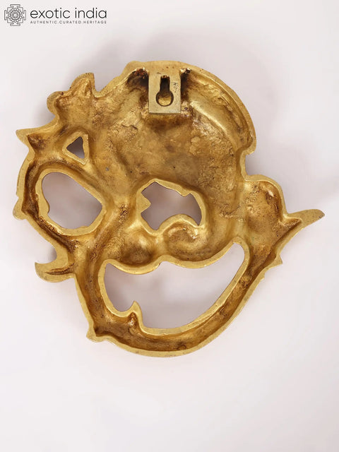 8" Om Shape Modern Ganesha Wall Hanging Brass Statue