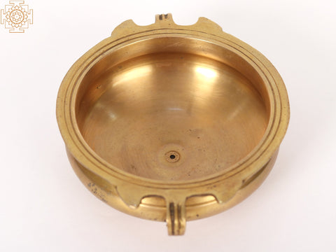 6" Small Brass Urli Bowl With Handles - Home Decor