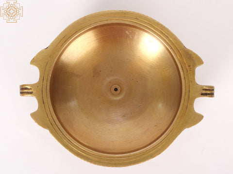 6" Small Brass Urli Bowl With Handles - Home Decor