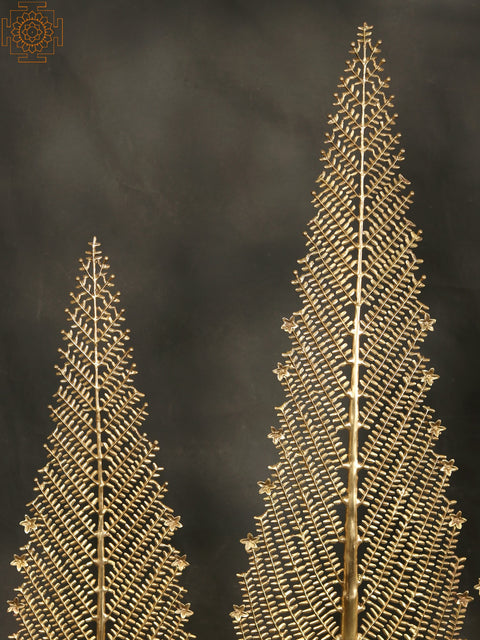 80" Large Set of Five Christmas Trees in Brass