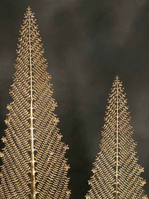 80" Large Set of Five Christmas Trees in Brass