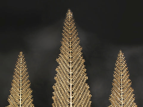 80" Large Set of Five Christmas Trees in Brass