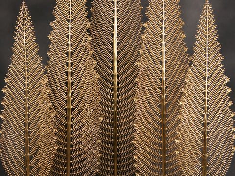 80" Large Set of Five Christmas Trees in Brass