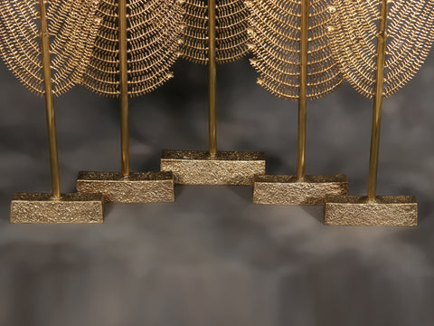 80" Large Set of Five Christmas Trees in Brass
