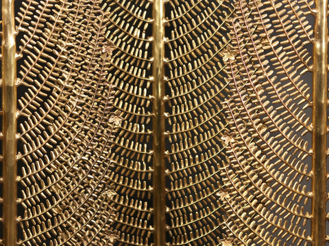 80" Large Set of Five Christmas Trees in Brass