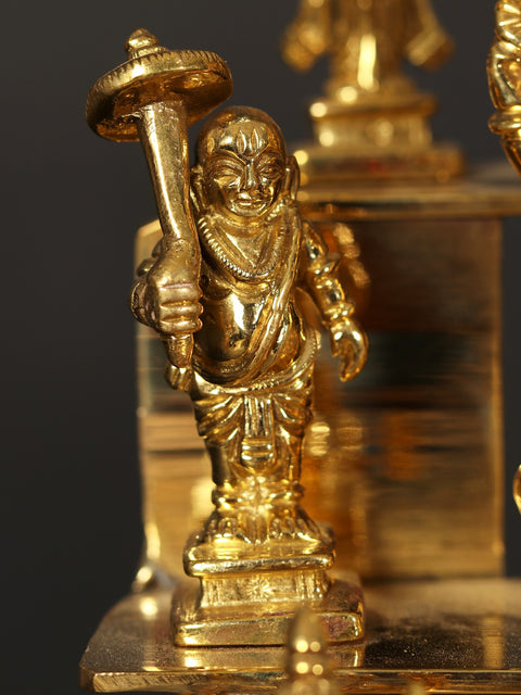 12" Brass Dashavatara Lamp with Vishnu Lakshmi at Center