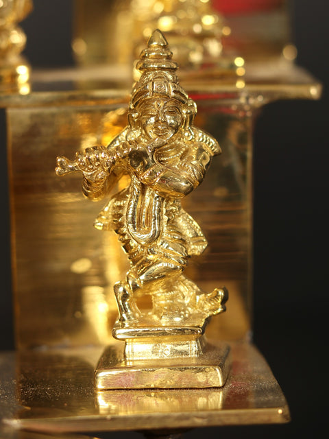 12" Brass Dashavatara Lamp with Vishnu Lakshmi at Center