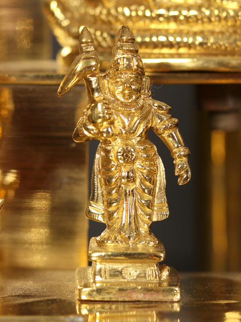 12" Brass Dashavatara Lamp with Vishnu Lakshmi at Center
