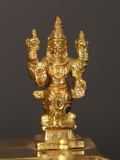12" Brass Dashavatara Lamp with Vishnu Lakshmi at Center