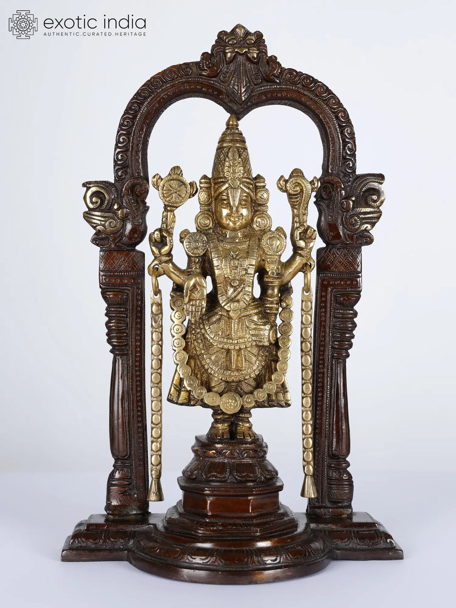 14" Lord Venkateswara with Kirtimukha Brass Statue for Pooja
