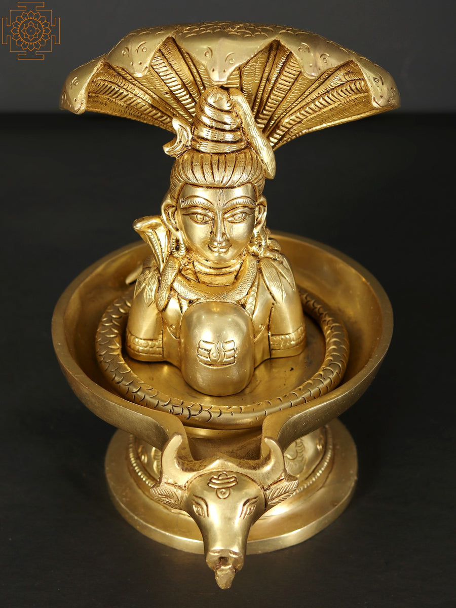 8" Lord Shiva Linga Brass Statue for Pooja