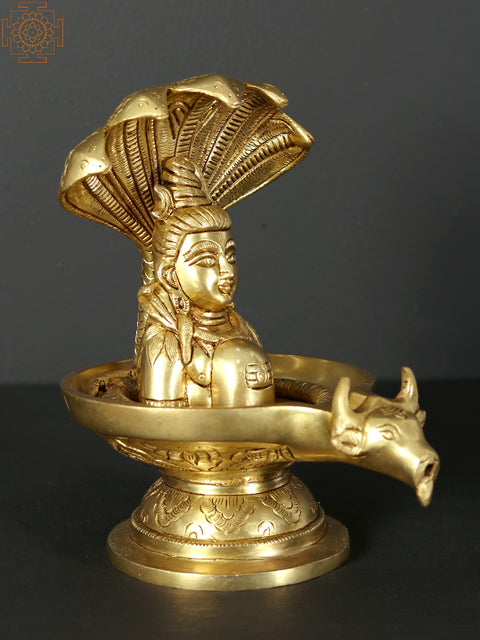 8" Lord Shiva Enshrined as Linga in Brass