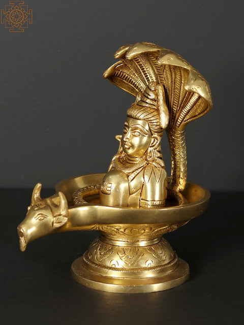 8" Lord Shiva Enshrined as Linga in Brass