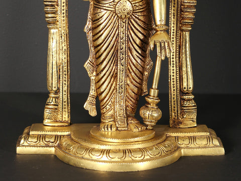 13" Standing Lord Vishnu Brass Statue with Kirtimukha Arch