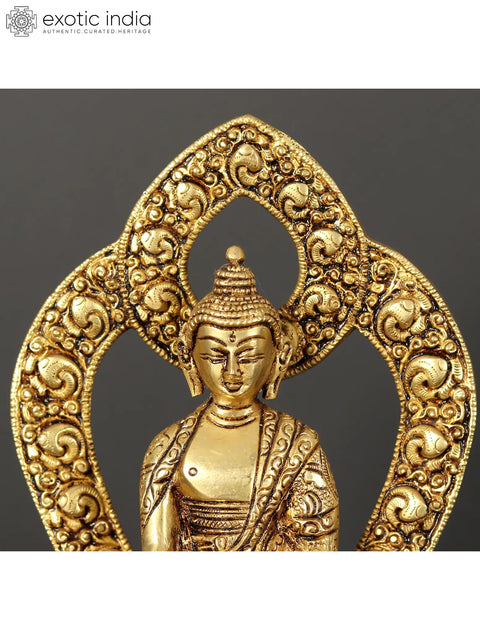 8" Lord Buddha Brass Statue in Earth Touching Gesture
