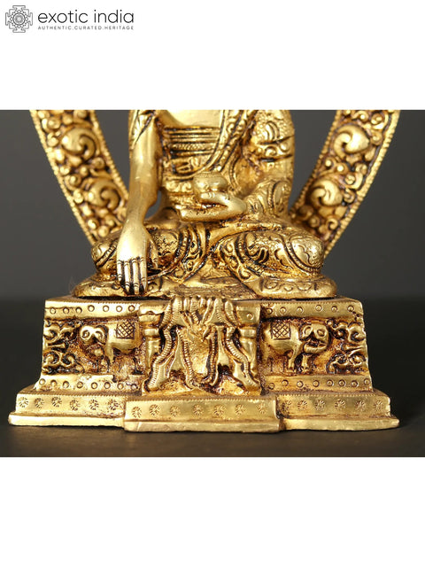 8" Lord Buddha Brass Statue in Earth Touching Gesture