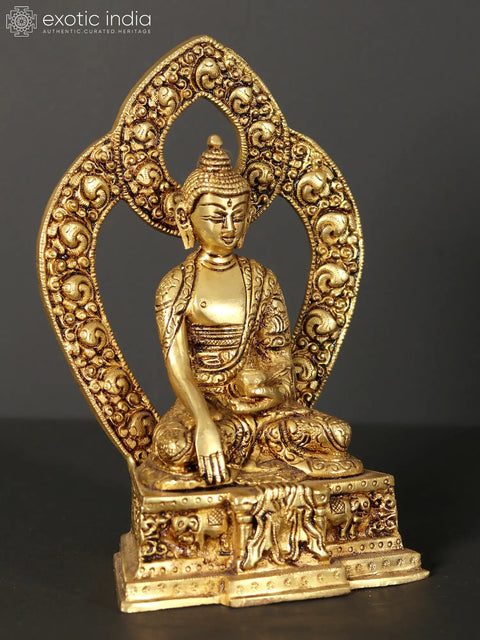 8" Lord Buddha Brass Statue in Earth Touching Gesture