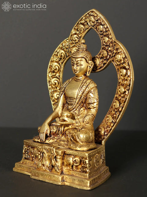 8" Lord Buddha Brass Statue in Earth Touching Gesture
