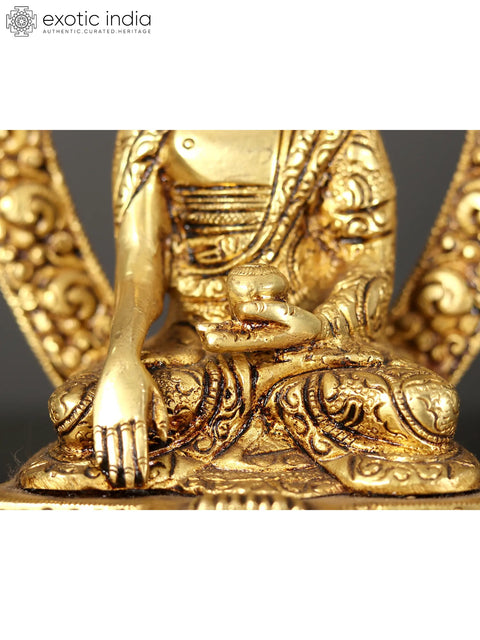 8" Lord Buddha Brass Statue in Earth Touching Gesture