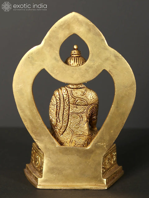 8" Lord Buddha Brass Statue in Earth Touching Gesture