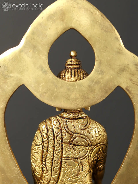 8" Lord Buddha Brass Statue in Earth Touching Gesture
