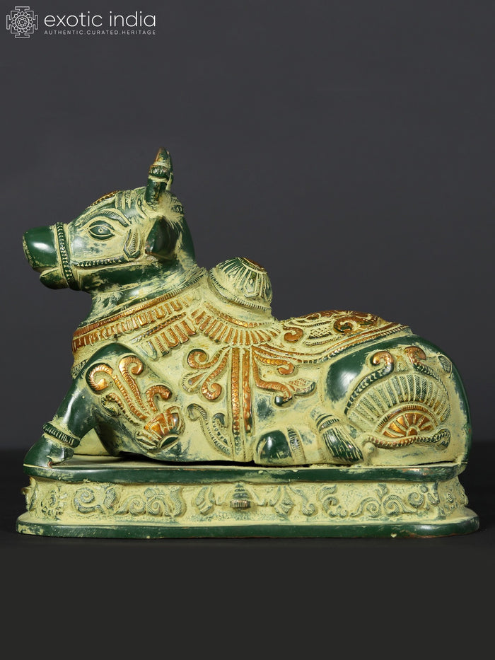8" Nandi Brass Statue - Sacred Vahana of Shiva