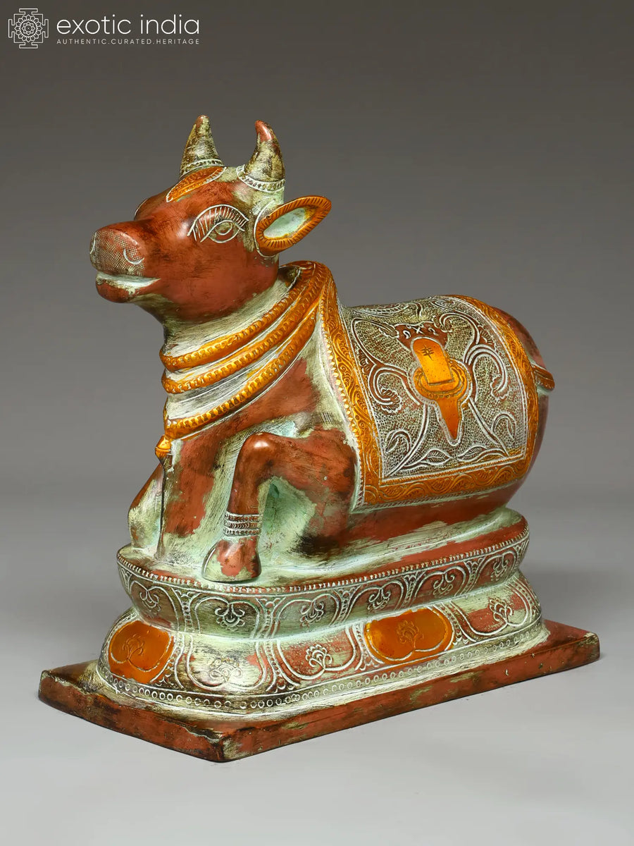 10" Brass Nandi Statue for Pooja - Lord Shiva's Sacred Vahan