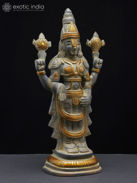 12" Superfine Tirupati Balaji Statue in Brass (Venkateshvara)