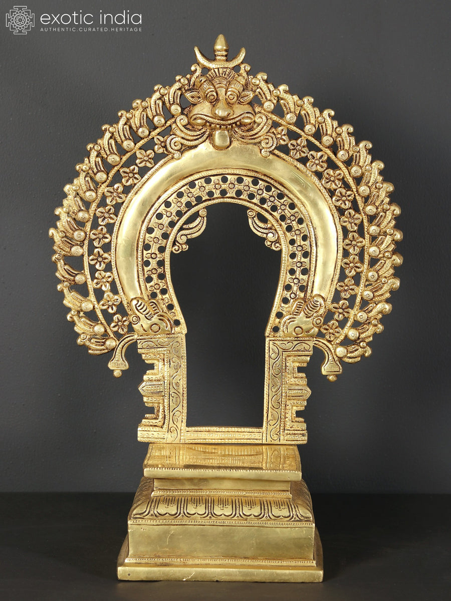 18" Brass Kirtimukha Throne Idol for Pooja