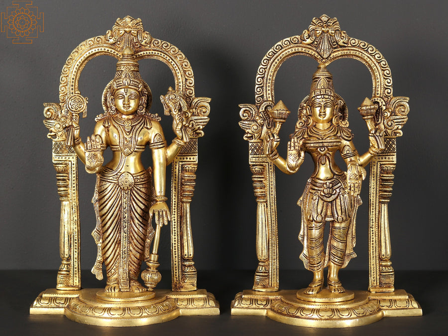 13" Standing Lakshmi Narayana Handmade Brass Statue