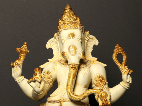 19" Colored Standing Bhagawan Ganesha Brass Statue
