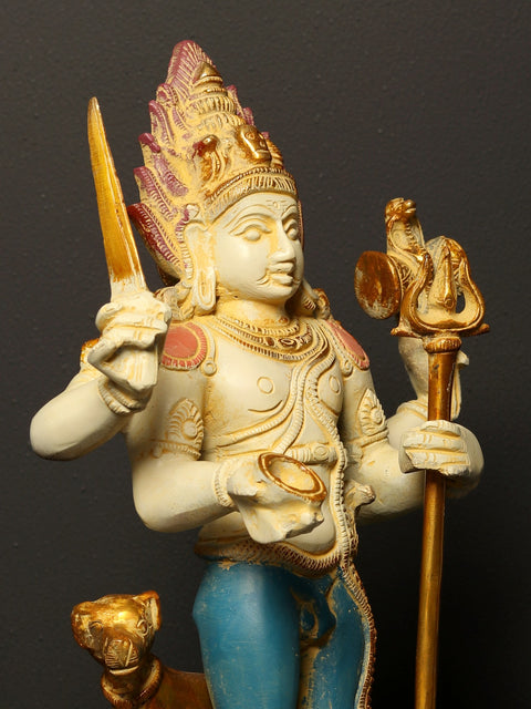 17" Colorful Bhagawan Shiva as Bhairava Brass Statue