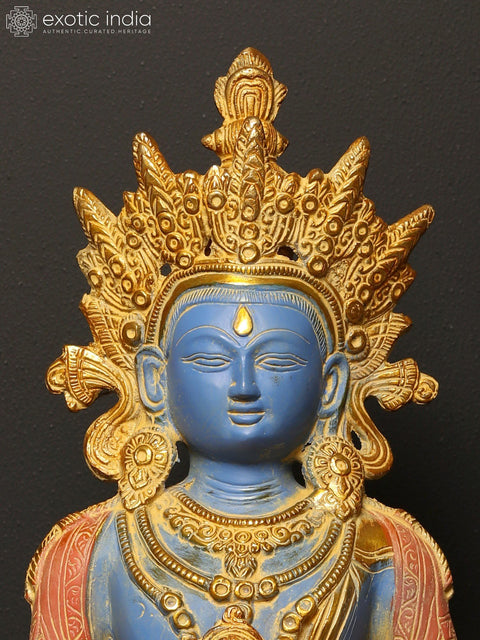 17" Colored Amitabha Buddha Brass Statue