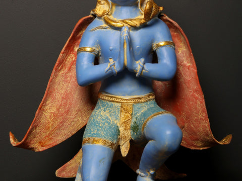 21" Colorful Garuda Brass Statue - Vahana of Lord Vishnu
