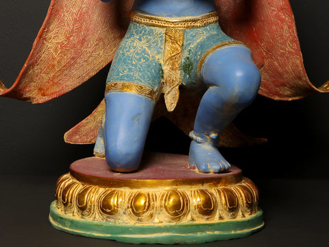 21" Colorful Garuda Brass Statue - Vahana of Lord Vishnu