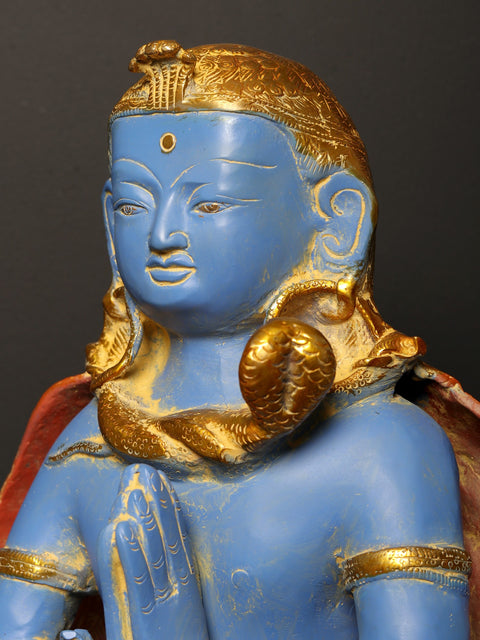 21" Colorful Garuda Brass Statue - Vahana of Lord Vishnu