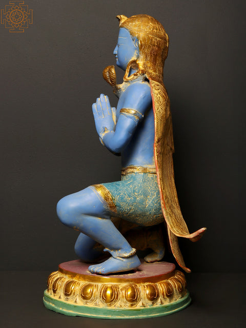21" Colorful Garuda Brass Statue - Vahana of Lord Vishnu
