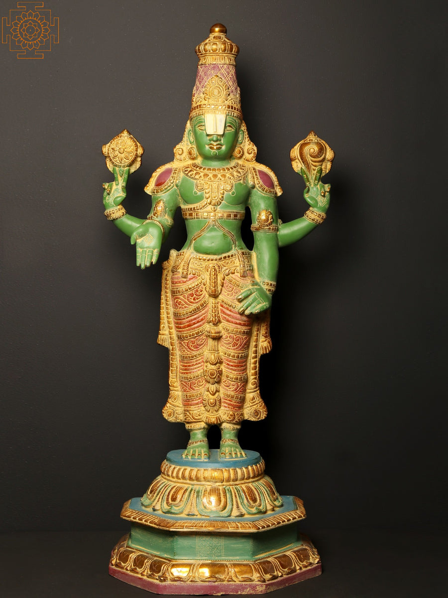 40" Large Tirupati Balaji Venkateshvara Brass Statue Handmade