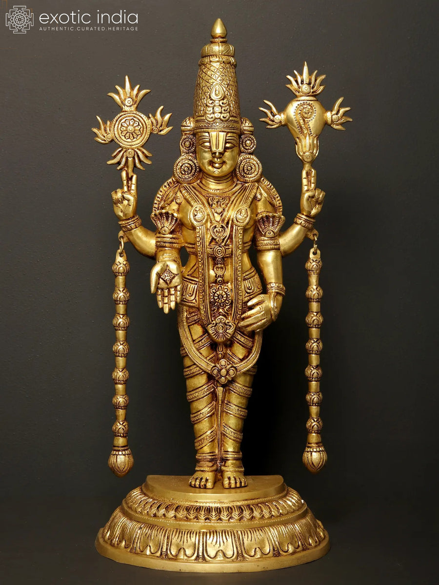 23" Venkateshvara Brass Idol for Pooja (Tirupati Balaji)