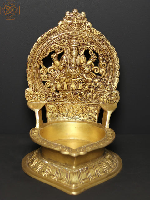 16" Brass Blessing Ganesha Oil Lamp