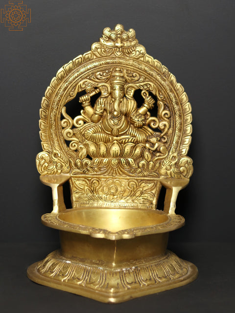 16" Brass Blessing Ganesha Oil Lamp
