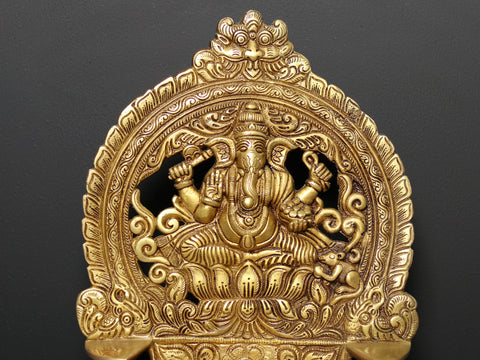 16" Brass Blessing Ganesha Oil Lamp