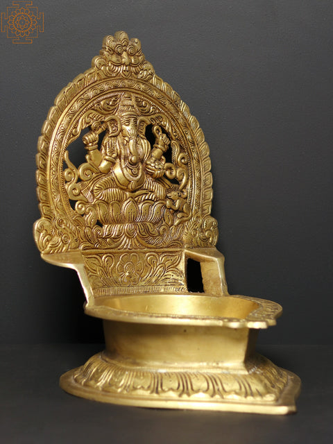 16" Brass Blessing Ganesha Oil Lamp