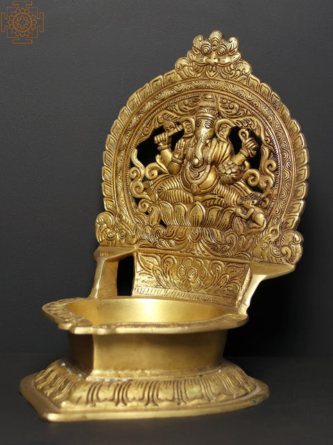 16" Brass Blessing Ganesha Oil Lamp