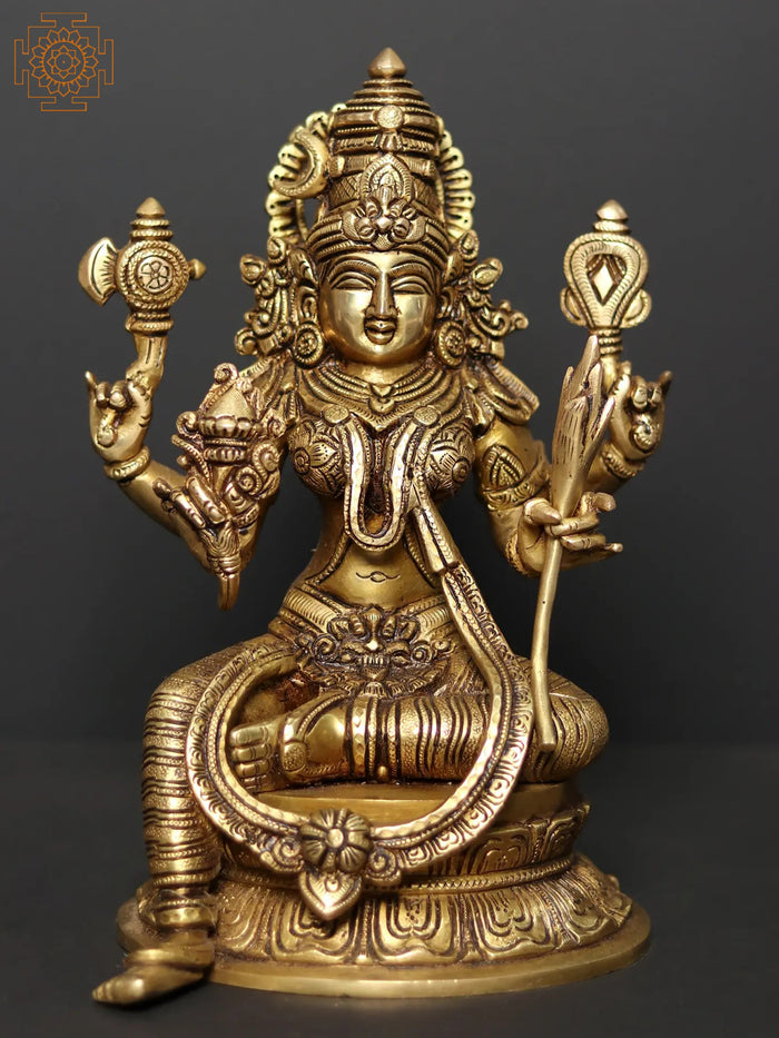 10" Goddess Rajarajeshwari Brass Statue - Tripura Sundari Idols