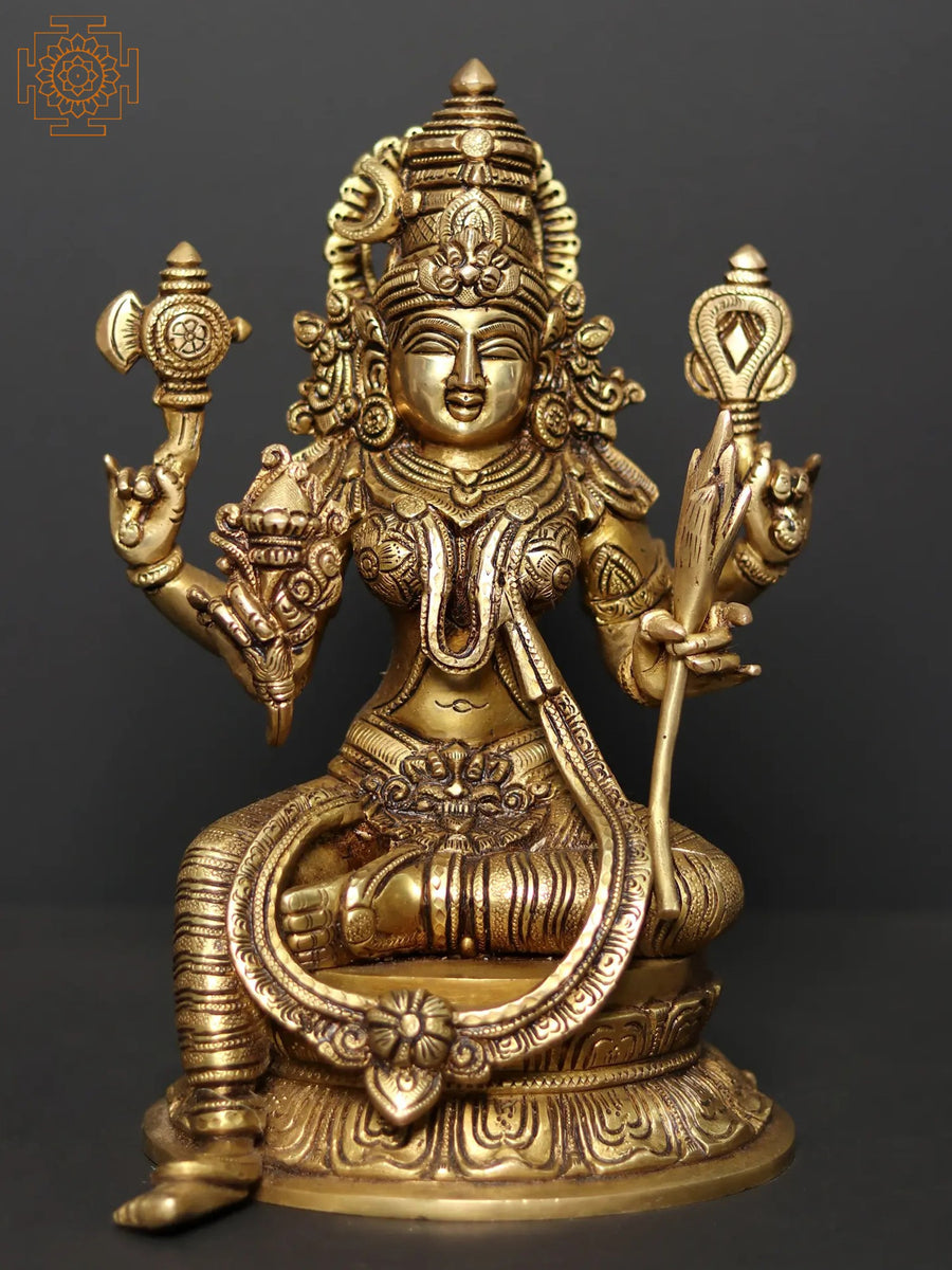 10" Goddess Rajarajeshwari Brass Statue for Home Pooja
