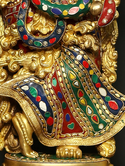45" Identical Radha-Krishna Statues Within an Aureole Engraved with Krishnaleela Episodes