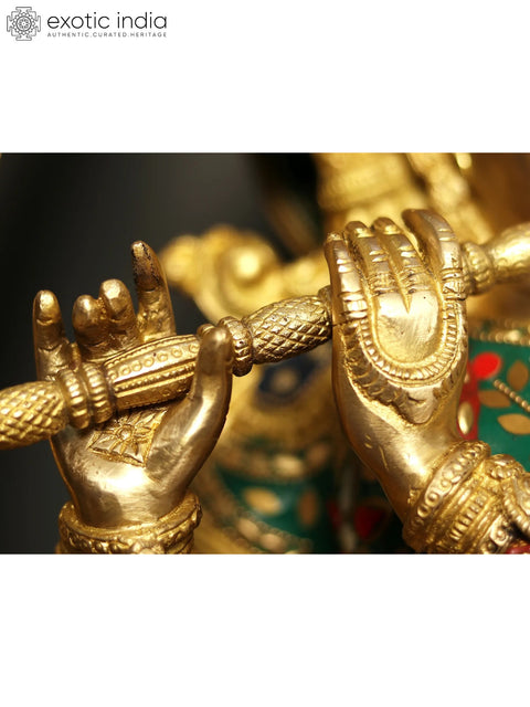45" Identical Radha-Krishna Statues Within an Aureole Engraved with Krishnaleela Episodes