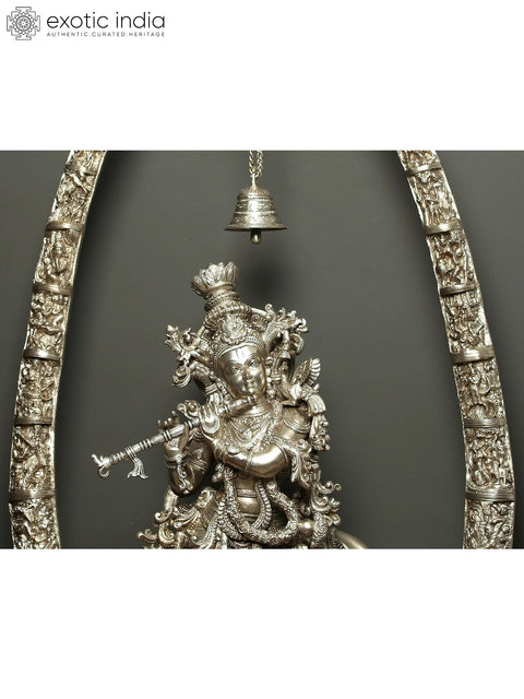 45" Large Fluting Krishna and Cow with Krishnaleela Episodes